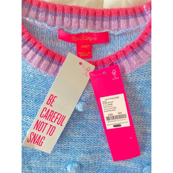 NWT Lilly Pulitzer $168 Verna Sweater W’s XXS Blue Pink - Picture 8 of 17